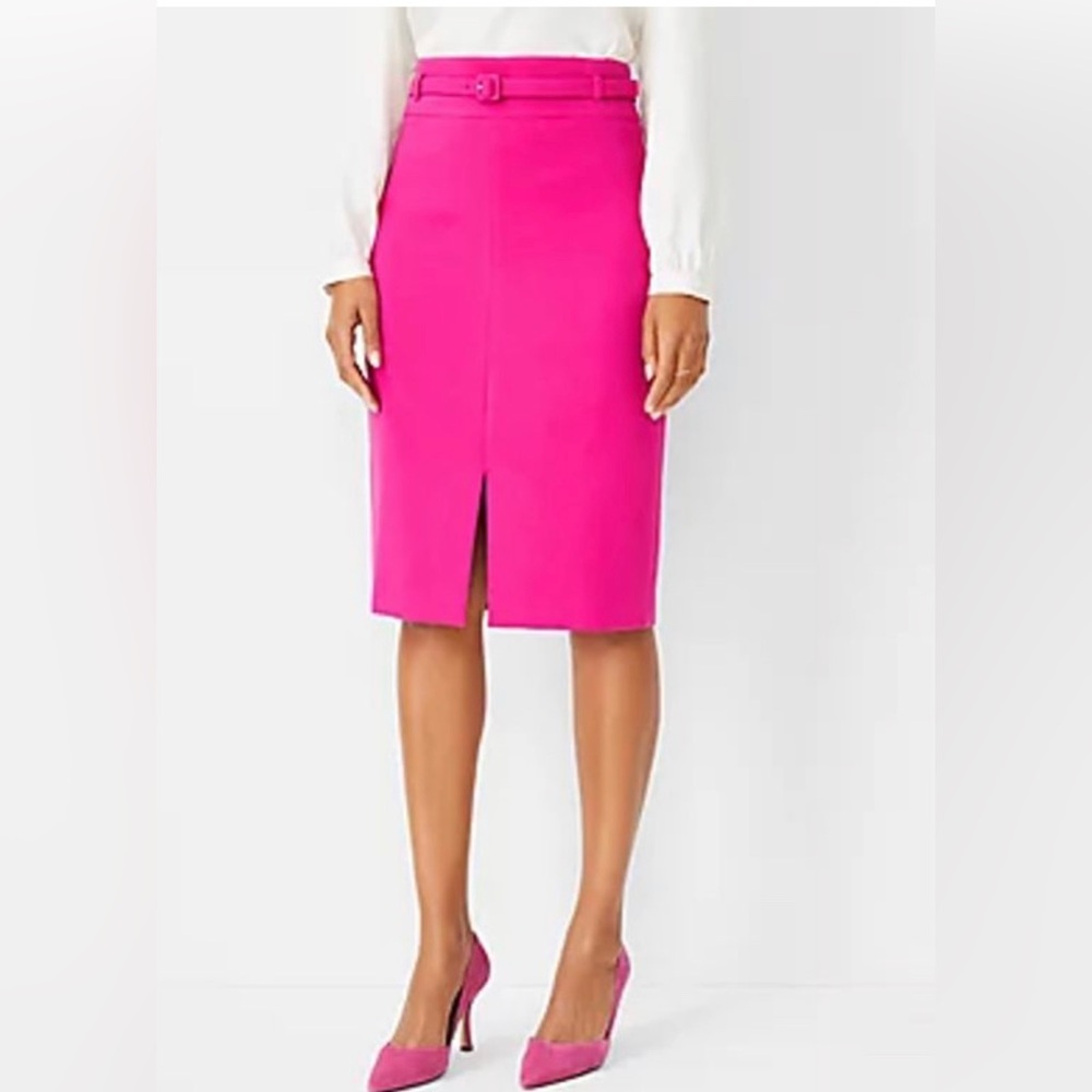 Ann Taylor Belted Front Slit Pencil Skirt